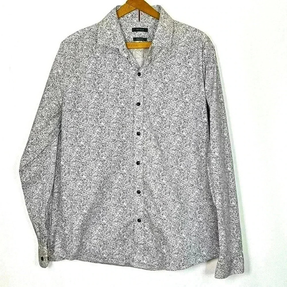 RW & Co Men's Large Button Down Long Sleeve Monstera Pattern Shirt Vacation Suit - Picture 1 of 9